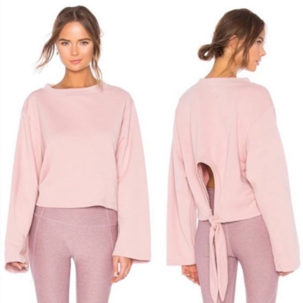 Varley Weymouth tie-back cropped pink cinder rose oversized open back M terry